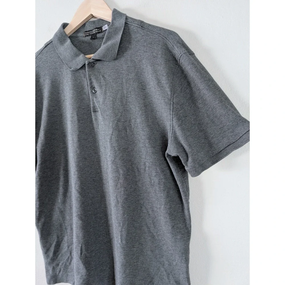 Banana Republic Luxury Touch Performance Polo Shirt Mens‎ L Grey Casual Preppy